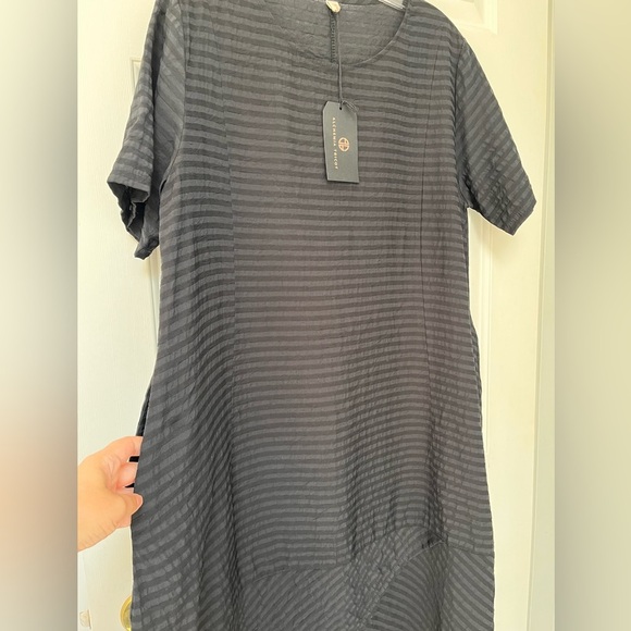 NWT Alchemia Tricot Made in Italy Minimalist Stripe Cocoon Dress M/L Black - Picture 8 of 15